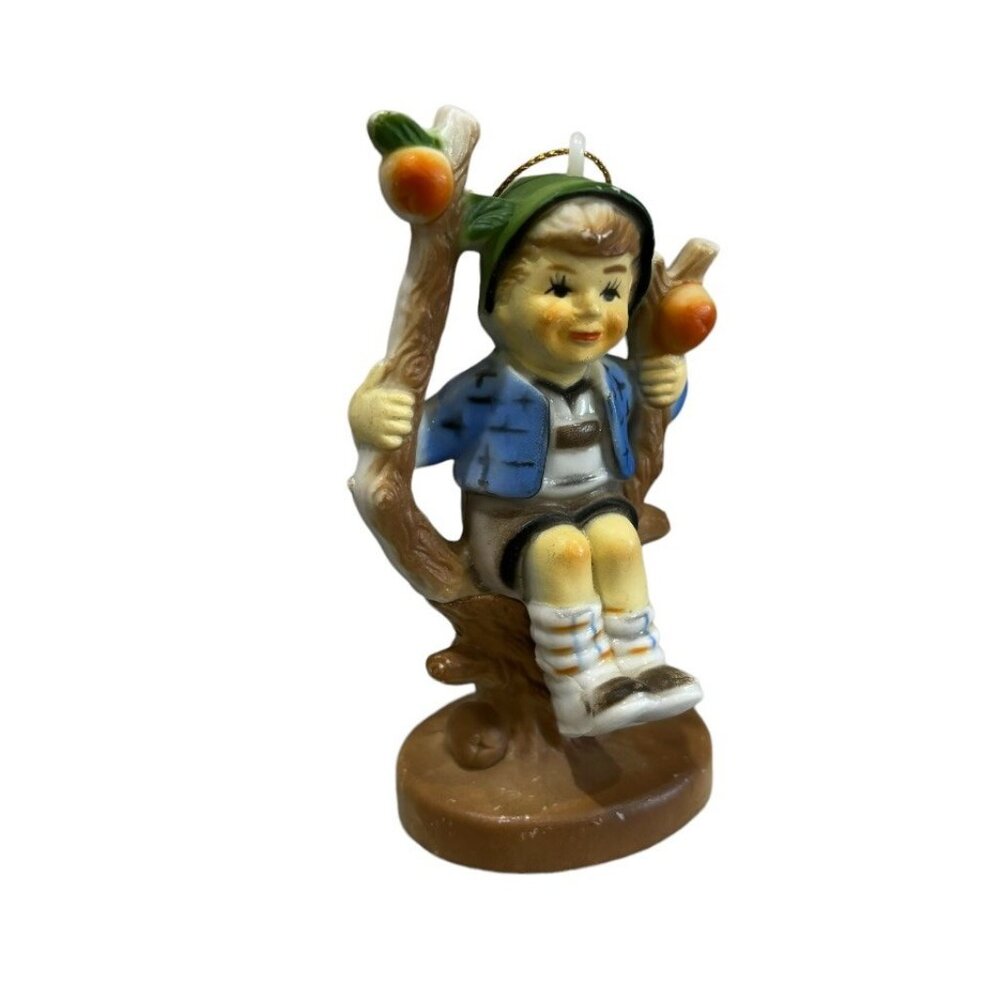 Vintage Boy In Apple Tree Figurine Ornament Hong Kong Hummel Collectible